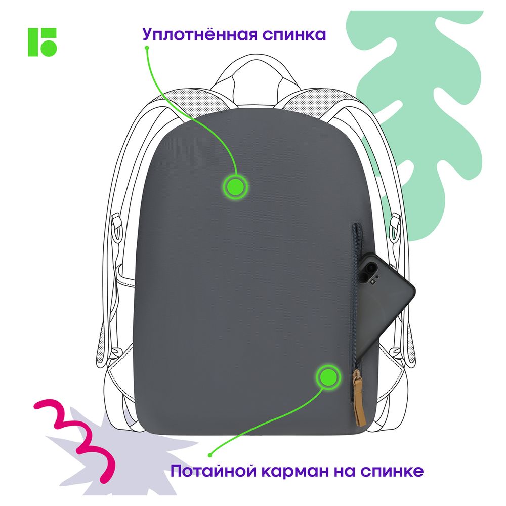 Рюкзак Berlingo Urban "Music" 40,5*30*13,5см, 1 отделение, 6 карманов, уплотненная спинка
