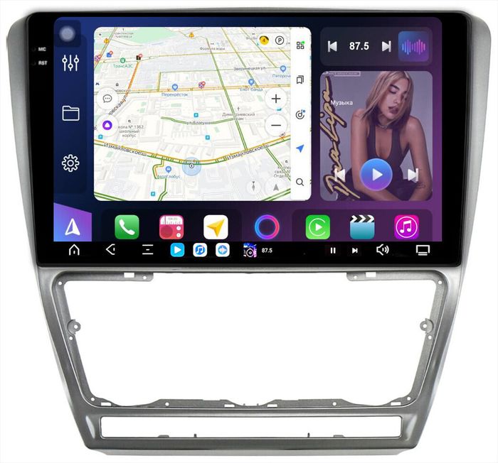 Магнитола для Skoda Octavia A5 2004-2013 (рамка серебро) - FarCar S500-TS20 монитор 10.36" 2K QLED на Android 14, Быстрейшая, CarPlay, 4G SIM-слот