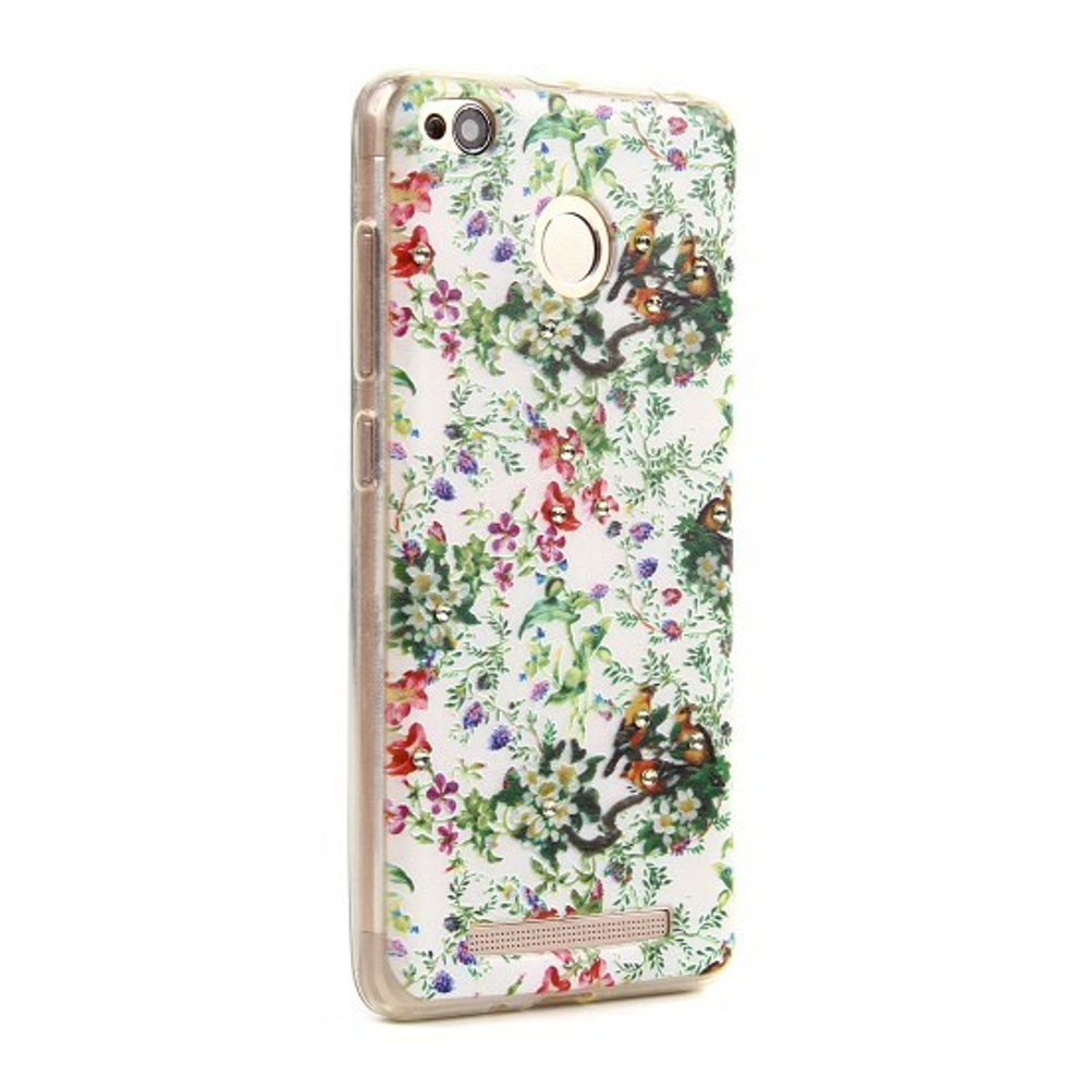 Силиконовый чехол с цветами для Xiaomi Redmi 3S, 009612