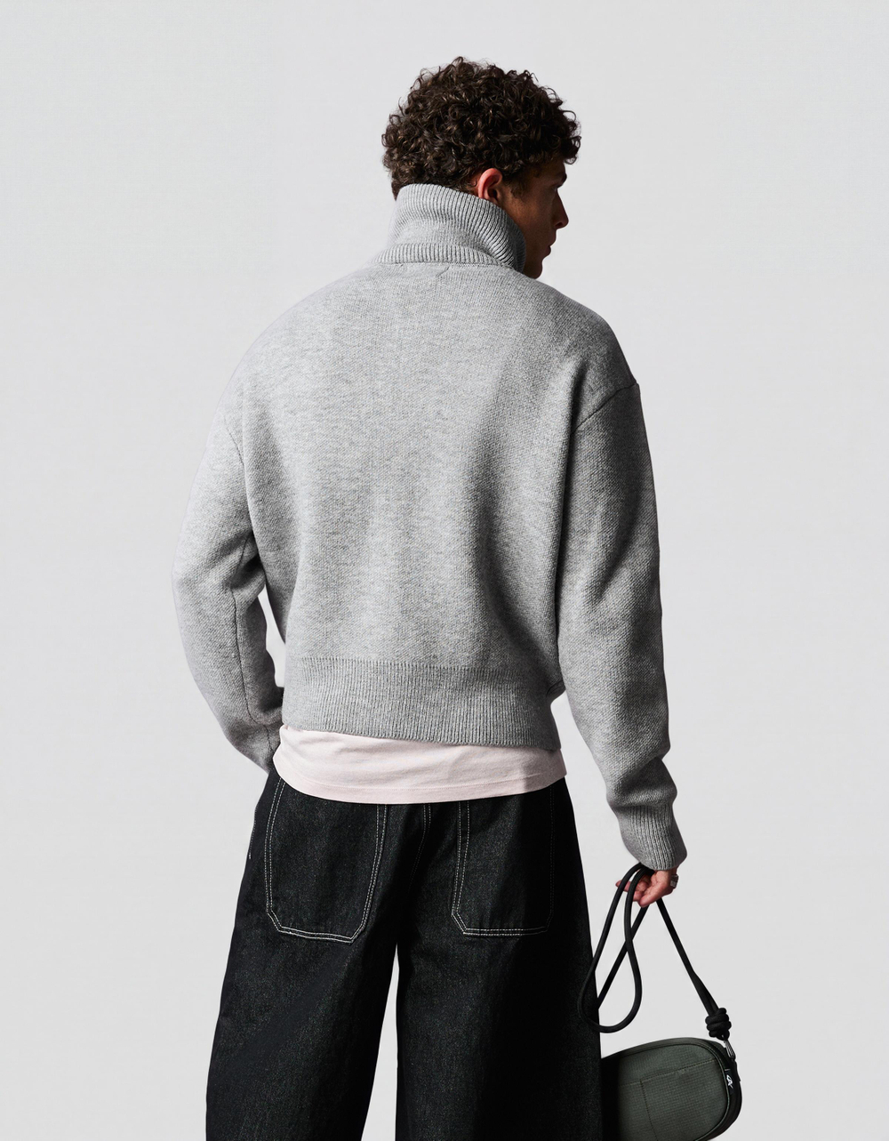 Мужской вязаный кардиган boxy fit на молнии - BERSHKA