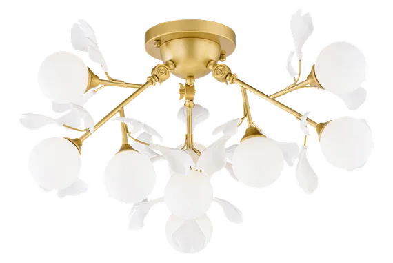 Люстра потолочная NewRgy 2750A/9 SPAY PAINT BRASS+WHITE, 9×15 Вт, белая и латунная