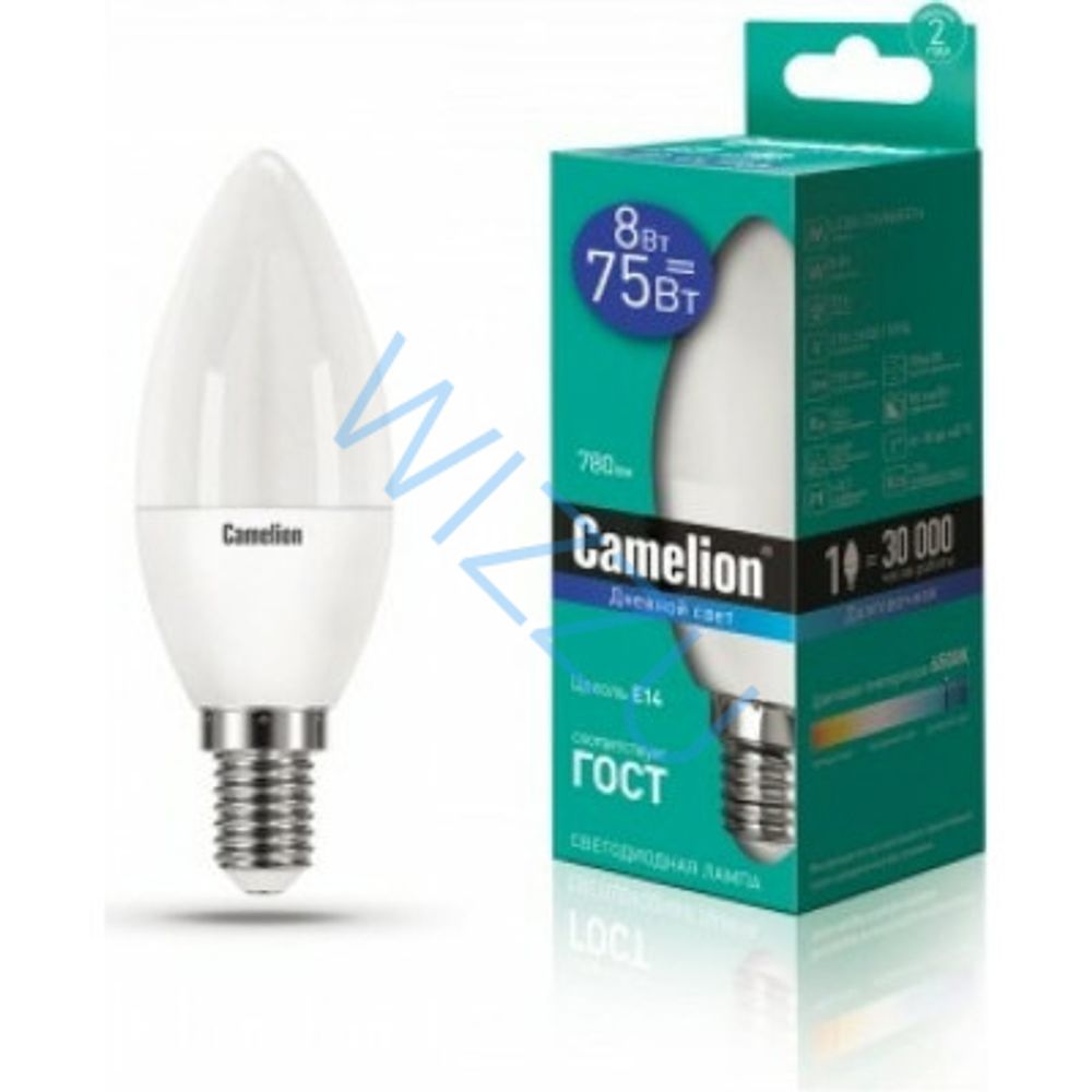 Лампа светодиодная Camelion 8Вт 220В LED8-C35-/865/E14 дневной свет