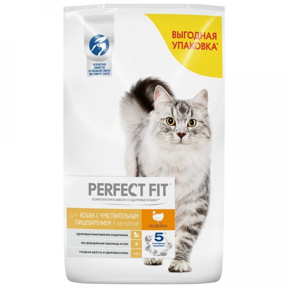 Сухой корм Perfect Fit Sensitive для кошек с чувствительным пищеварением, с индейкой, 10 кг Сухой корм Perfect Fit Sensitive для кошек с чувствительным пищеварением, с индейкой, 10 кг