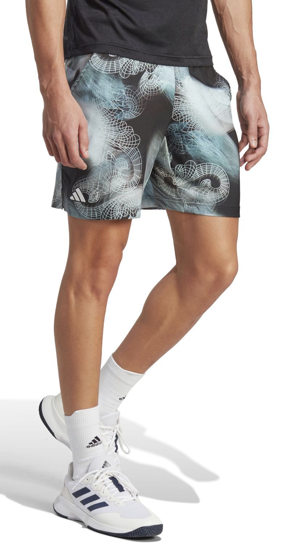 Мужские теннисные шорты Adidas Printed Tennis Short Pro - black/semi flash aqua/dash grey
