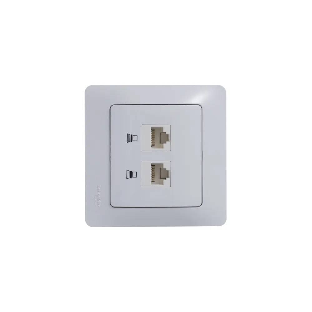 GLOSSA РОЗЕТКА двойная компьютерная RJ45+RJ45 кат. 5e, механизм, БЕЛЫЙ