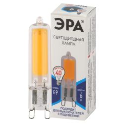 Лампа светодиодная ЭРА STD LED JCD-6W-GL-840-G9 6Вт капсула нейтральный белый свет G9 | Лампы cветодиодные Капсульные (G4, G9)