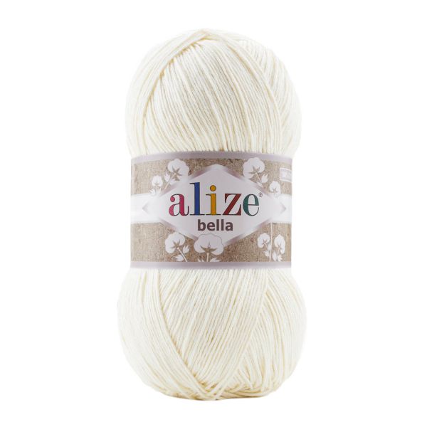 Пряжа Alize (Ализе) Bella 100 / уп.5 мот. по 100 г, 360м, 062 молочный A