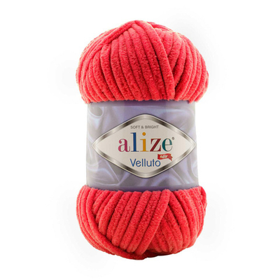 Пряжа Alize (Ализе) Velluto / уп.5 мот. по 100 г, 68м, 056 красный A