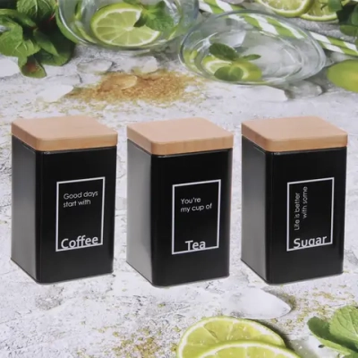 Банка для продуктов металлическая «Black style» 1200мл 9*9*15см микс надписи