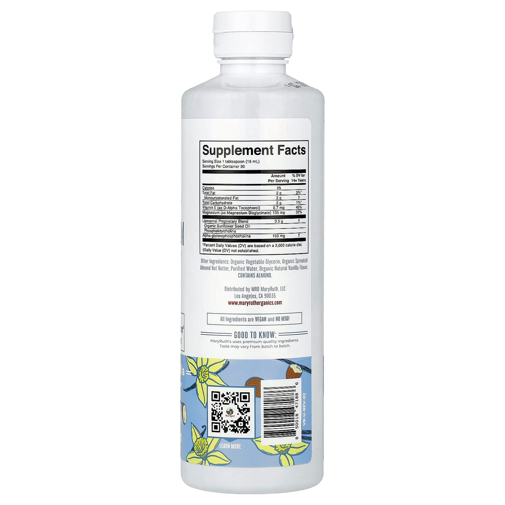 MaryRuth's, Magnesium Calm Liposomal, миндаль и ваниль, 450 мл (15,22 жидк. унц.)
