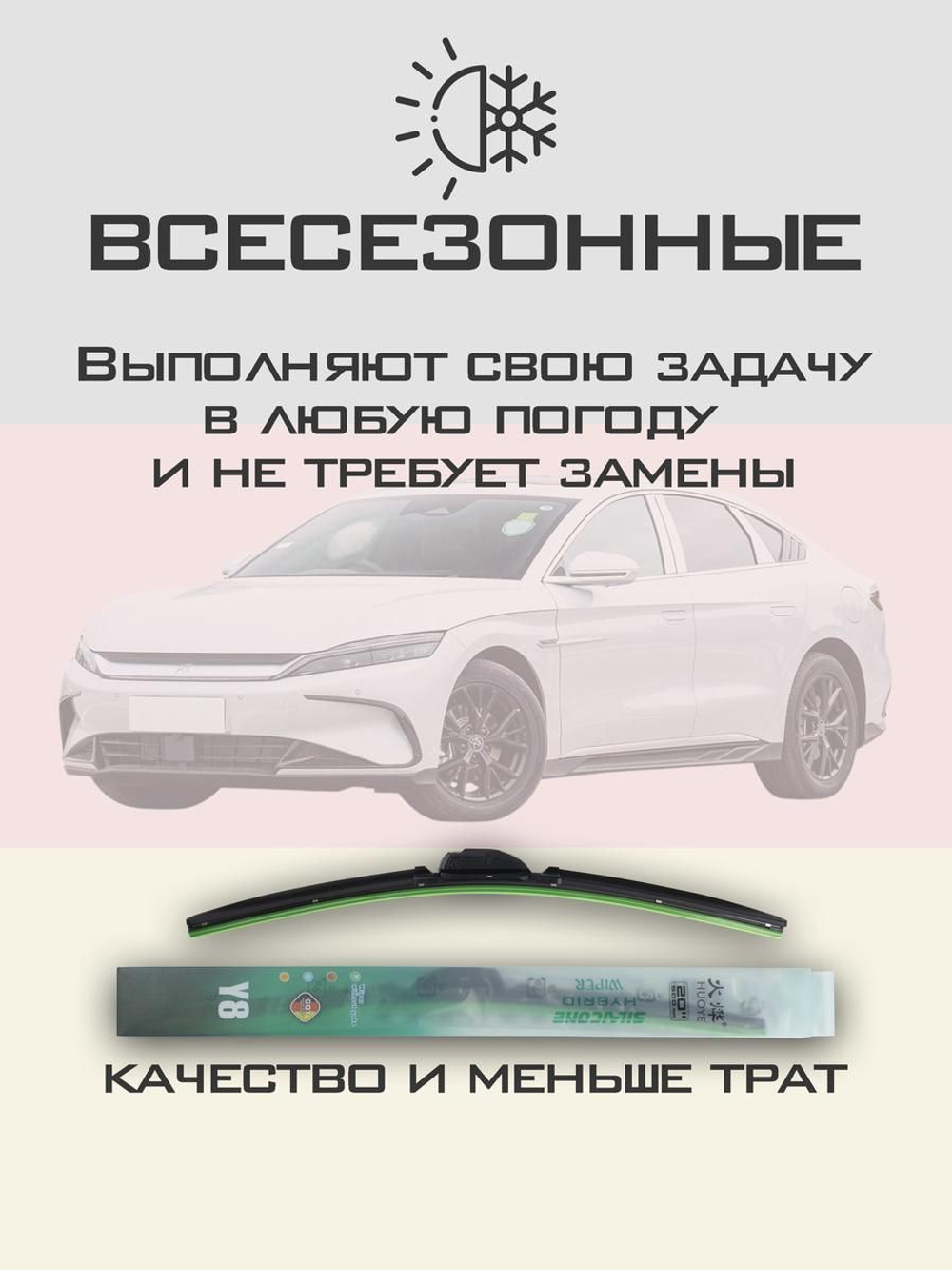 Щетки стеклоочистителя HUOYE Y8 650/475 мм на BYD Han | Push button