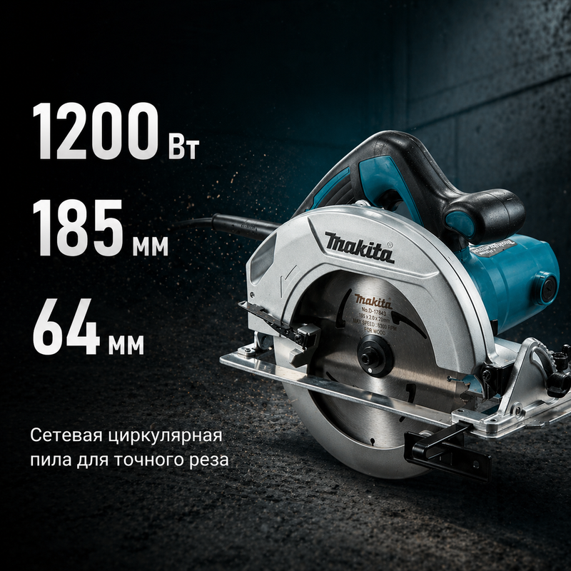 Makita HS7600 — дисковая пила 185 мм, 1200 Вт