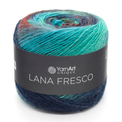 Лана Фреско (Lana Fresco) пряжа YarnArt 100%шерсть 4х100г/380м (8112 зеленый-бирюзовый-терракот-т.синий)