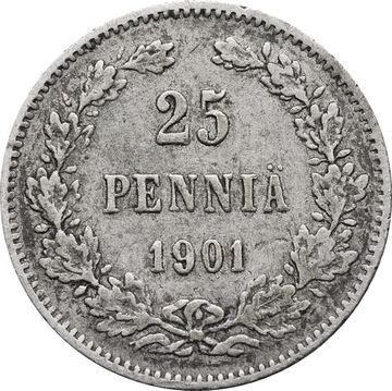 25 пенни (pennia) 1901 L (монета для Финляндии)