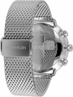 Наручные часы Calvin Klein High Noon K8M2712N, кварцевый хронограф, стальной корпус и браслет, синий циферблат.