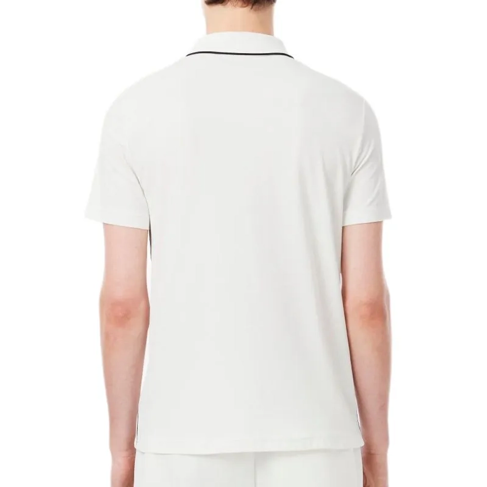 Мужское теннисное поло Lacoste Ultra Dry Badge Accent Tennis Heritage - white/navy blue