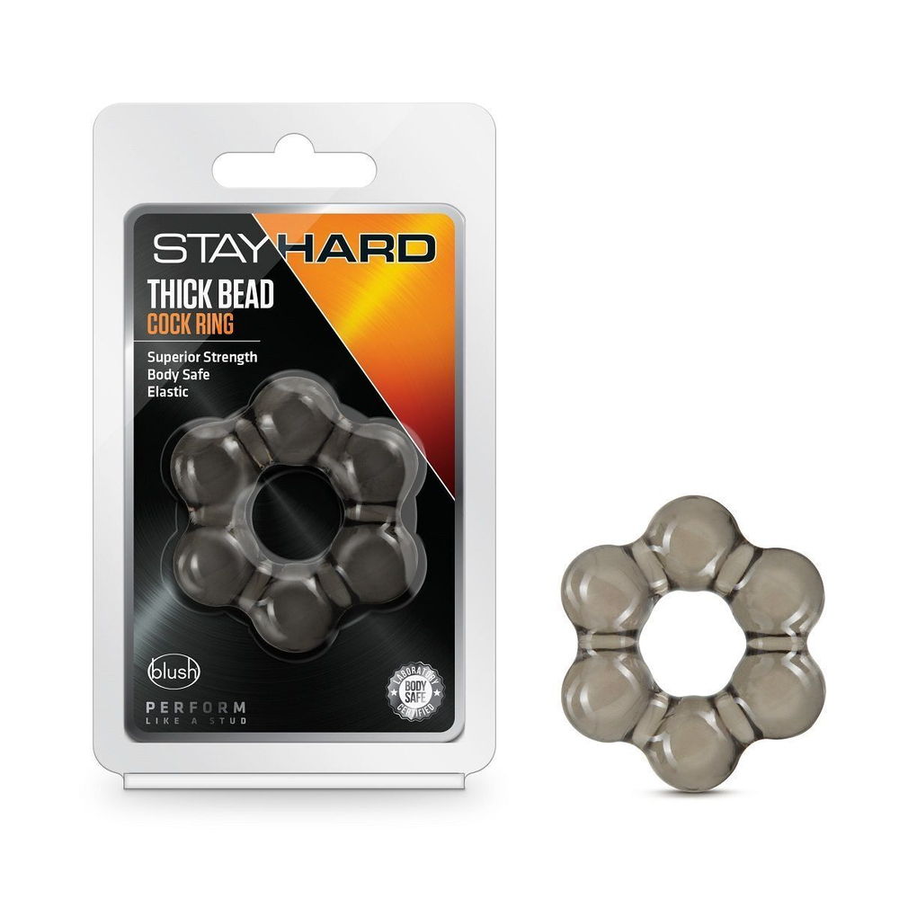 Дымчатое эрекционное кольцо Stay Hard Thick Bead Cock Ring (Цвет: дымчатый)