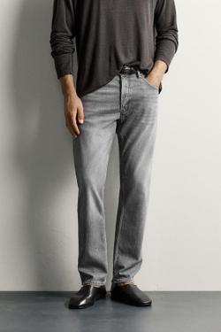 ZARA ДЖИНСЫ REGULAR FIT, СЕРЫЙ