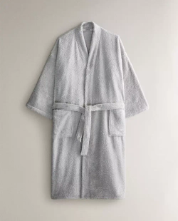 ZARA HOME ХЛОПКОВЫЙ ХАЛАТ, СВЕТЛО-СЕРЫЙ