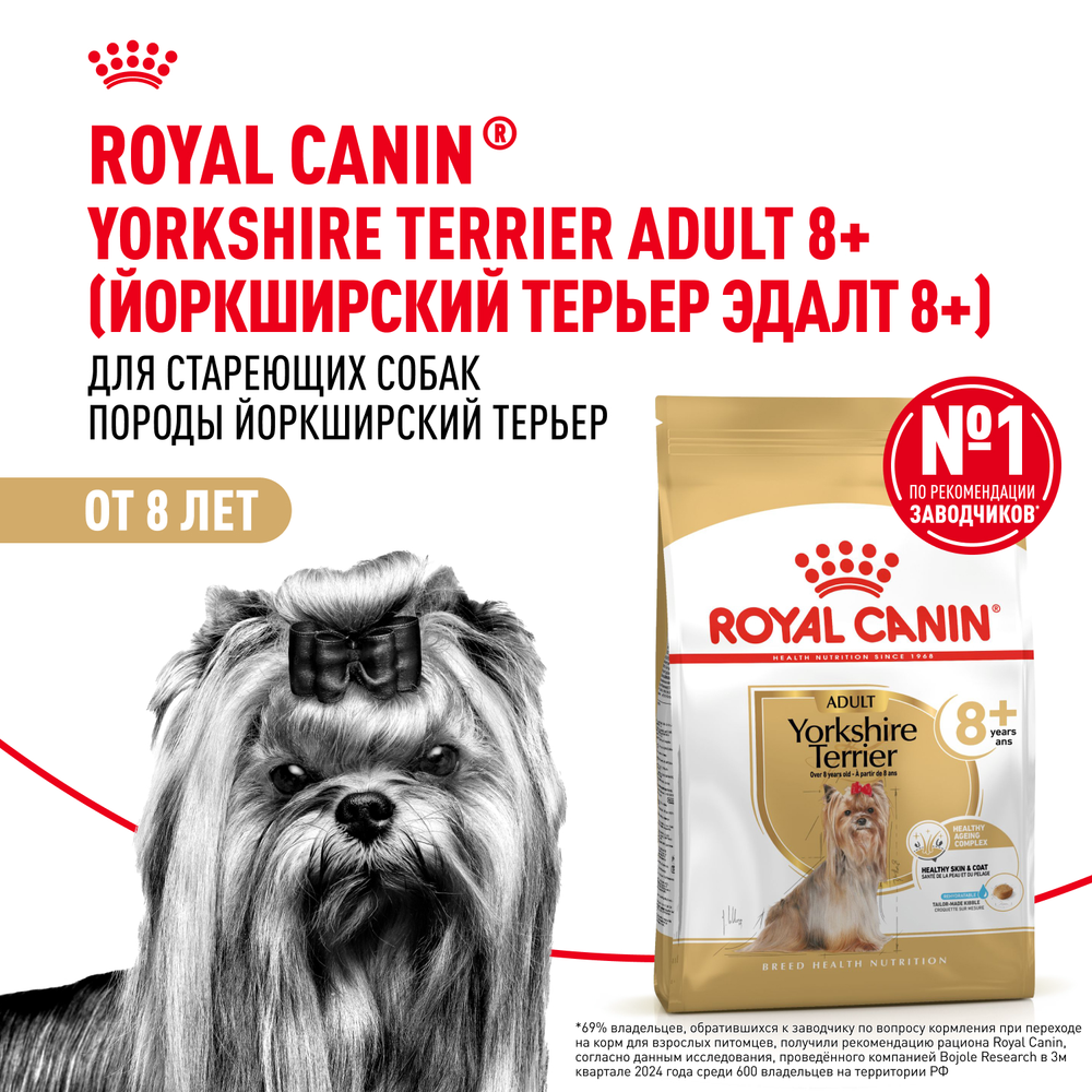 Royal Canin Yorkshire Terrier Adult 8+ Йоркширский Терьер Эдалт Корм сухой для стареющих собак породы Йоркширский Терьер 1,5кг