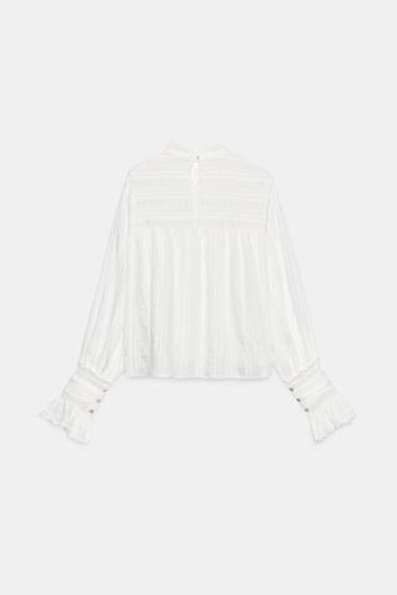 ZARA БЛУЗА В РОМАНТИЧЕСКОМ СТИЛЕ С ВЫШИВКОЙ, ЭКРЮ