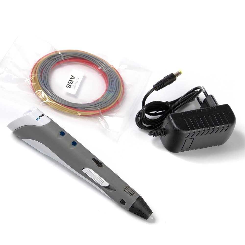 Ручка 3D Myriwell RP100A, пластик ABS - 3 цвета, серая, картонная упаковка