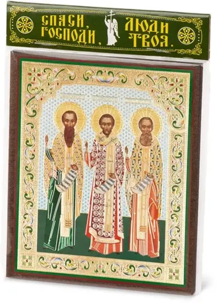 Икона "Собор трёх святителей " 10х12 на МДФ-6 (1012-1506Б)