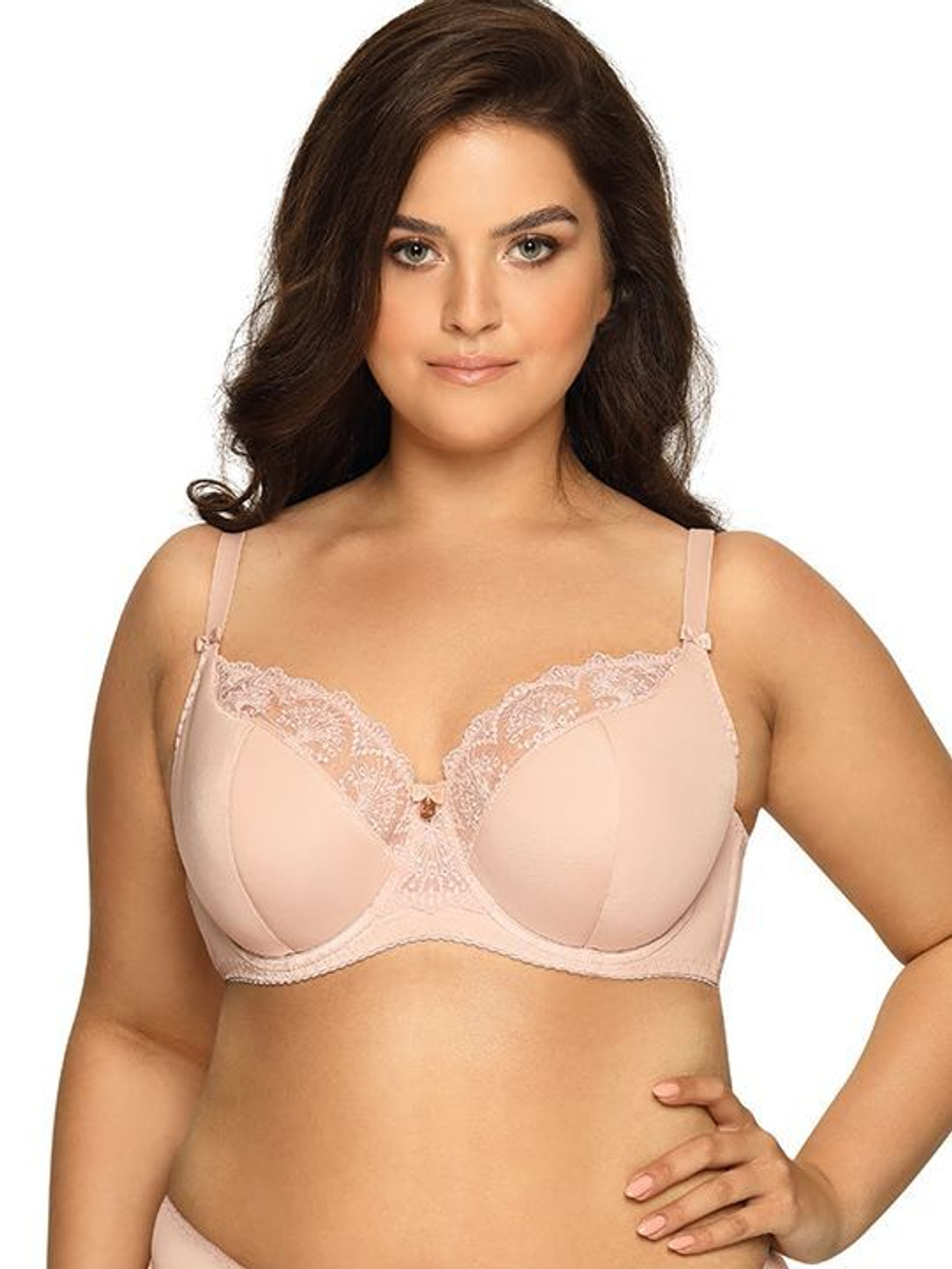 Бюстгальтер Freesia с сшивными чашками plus size и кружевом (Размер: 105F) (Цвет: белый)