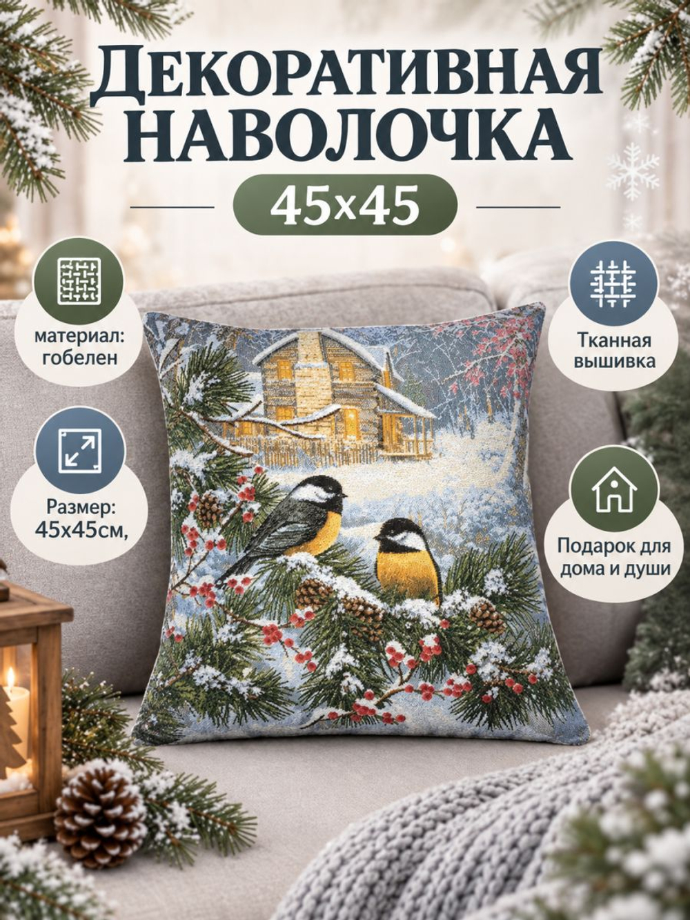 Гобеленовая Наволочка "Кот и Мыши" (Шишкин Е.) (45х45)