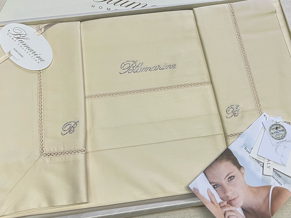 Постельное белье 2 спальное евро Blumarine Blunotte Avorio 1638
