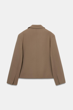 ZARA УКОРОЧЕННЫЙ БЛЕЙЗЕР ОВЕРСАЙЗ СО СТРОЧКОЙ, РЫЖЕВАТО-КОРИЧНЕВЫЙ