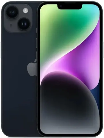 Смартфон Apple A2882 iPhone 14 128Gb 6Gb темная ночь моноблок 3G 4G 1Sim 6.1" 1170x2532 iOS 15 12Mpix 802.11 a/b/g/n/ac/ax NFC GPS GSM900/1800 GSM1900 Protect