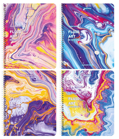 Тетрадь А5 80л. клетка "Colorful Art" гребень, обложка картон, в ассорт. (BRAUBERG)