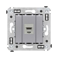 Компьютерная розетка RJ-45 без шторки в стену, кат.5e одинарная экранированная, "Avanti", "Закаленная сталь"