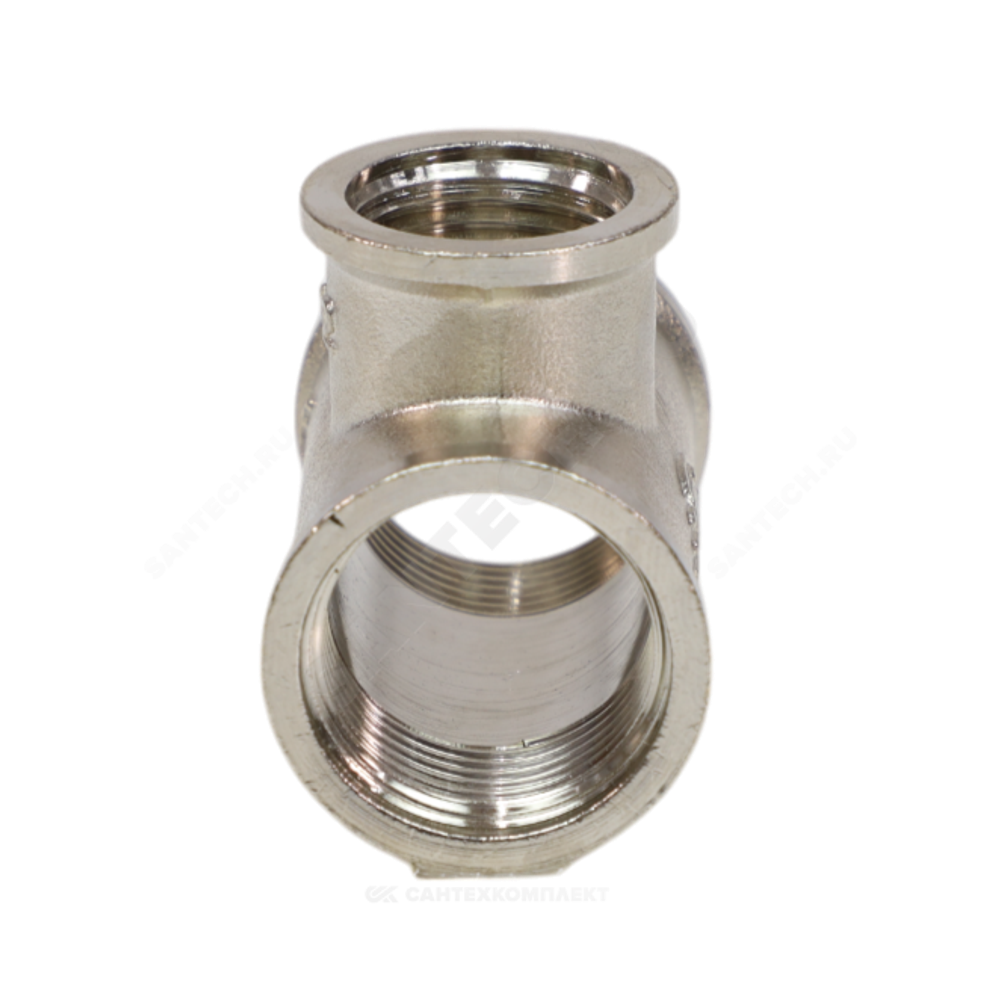 Тройник латунь никель переходной Ду 15х20х15 (1/2"х3/4"х1/2") ВР VALFEX VF.750.N.012.034.012
