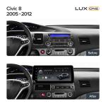 Магнитола для Honda Civic 8 4d 2005-2012 седан - Teyes LUX ONE монитор 12.3" 2K QLED на Android 10, Быстрая, CarPlay, 4G SIM-слот