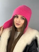 шапка ушанка вязаная зимняя ангора пушистая