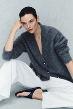 Шерстяной кардиган оверсайз — Серый меланж - H&M
