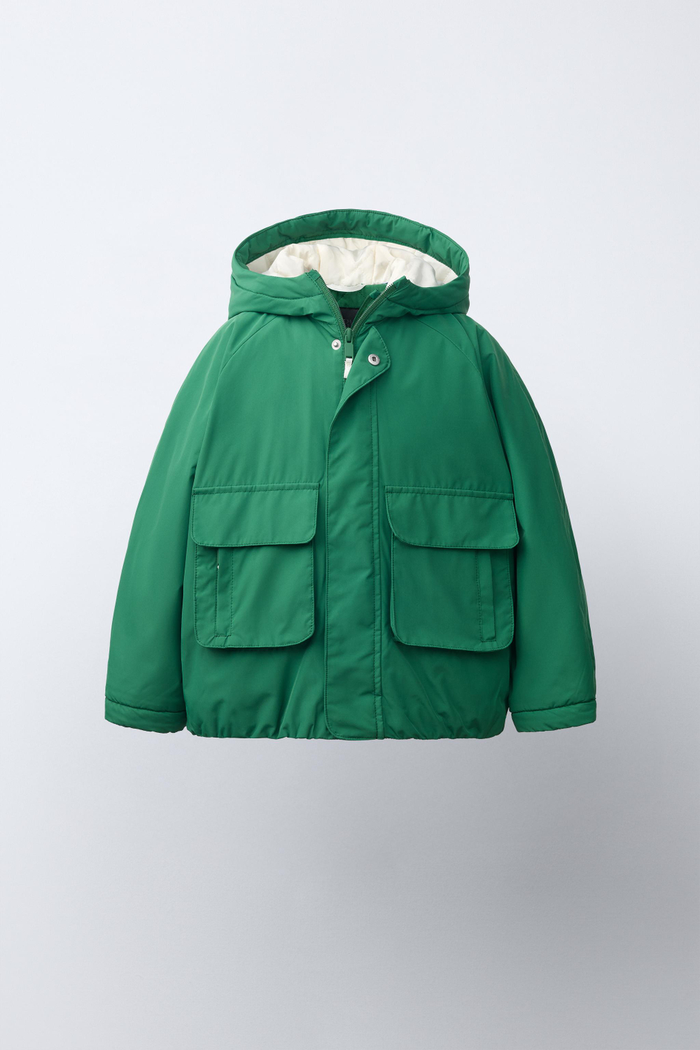 ZARA ПАРКА WATER REPELLENT С КОНТРАСТНЫМИ ДЕТАЛЯМИ, ЗЕЛЕНЫЙ