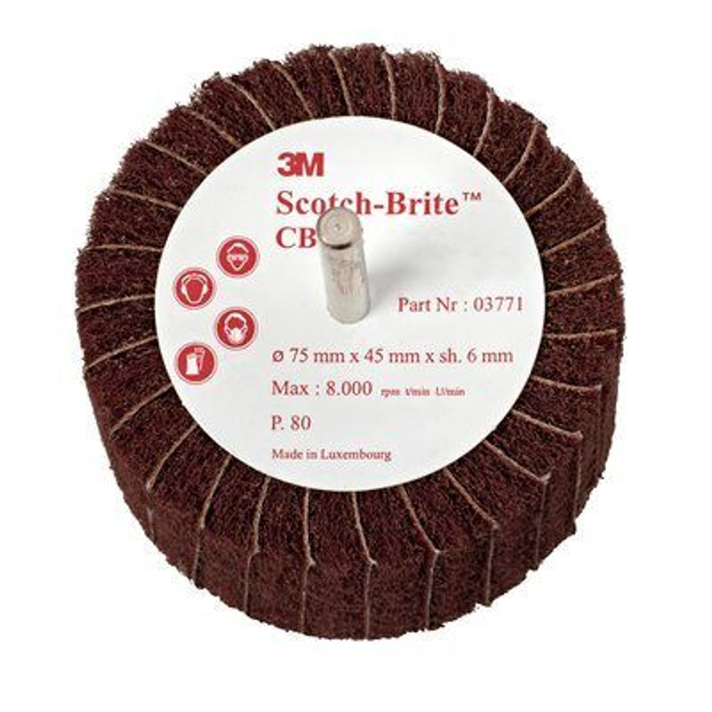 Лепестковый Круг Scotch-Brite™ CB-ZS , A FIN, P80, 75 мм х 45 мм,шпиндель 6 мм, № 03771, 10 шт./кор.