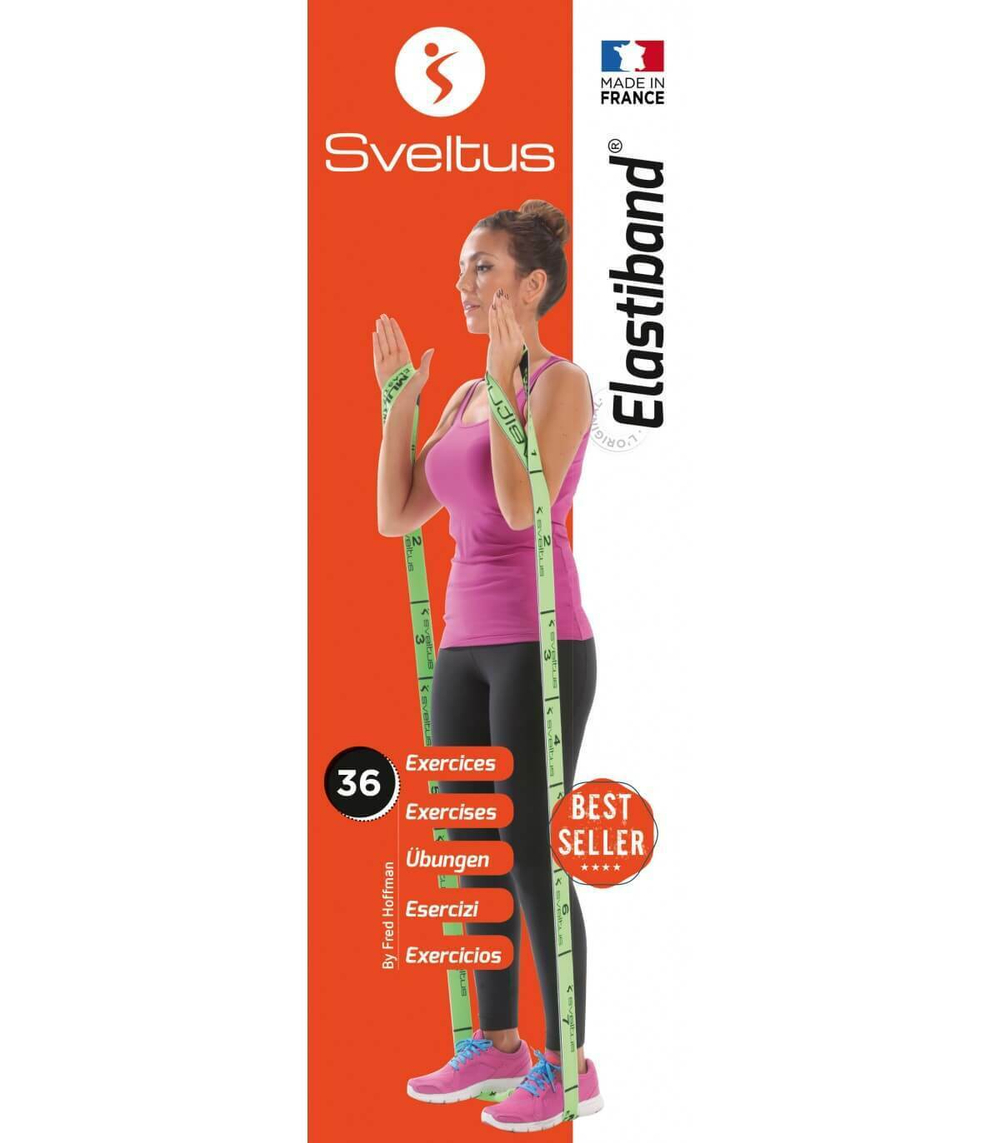 Эспандер Sveltus Elastiband Original 15 кг черный, постер/ упаковка