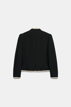 ZARA БЛЕЙЗЕР С КОНТРАСТНОЙ ОКАНТОВКОЙ, ЧЕРНЫЙ