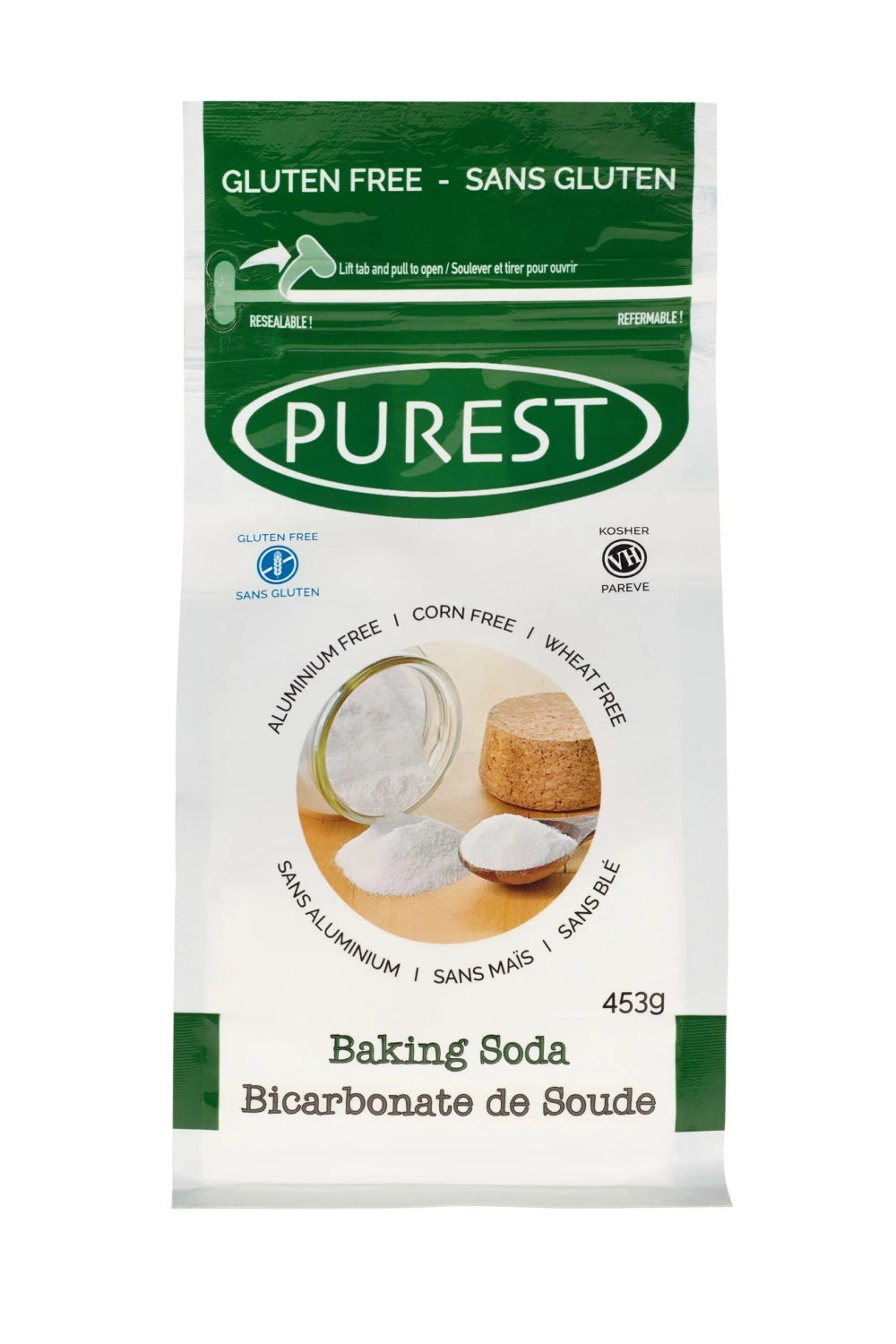 Сода Американская натуральная «Purest», Gluten Free, Aluminum Free, Allergen Free, Non GMO, Kosher, 453 г