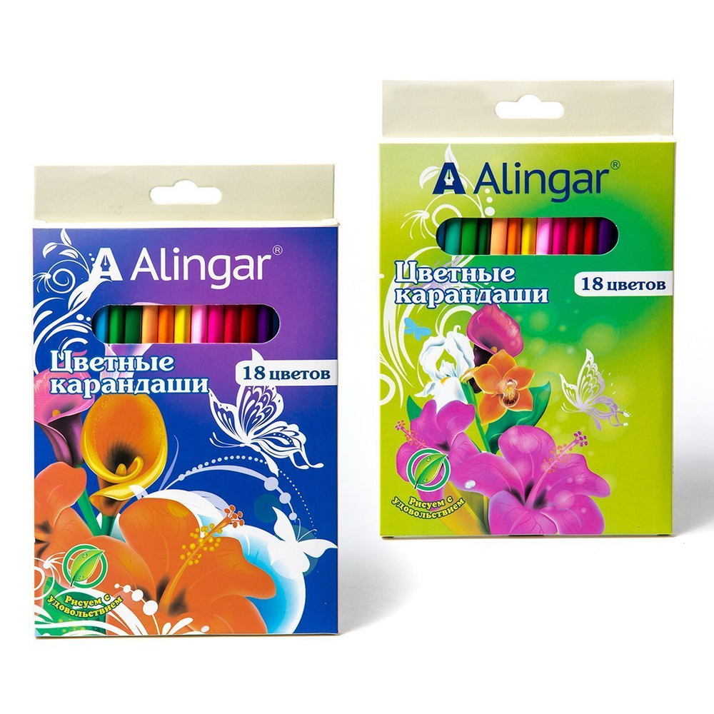 Карандаши цветные Alingar 18 цв., "Фантазия" деревянные, трехгранные, заточенные, грифель 3.0 мм, картон. уп., европод.