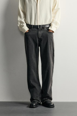 ZARA ДЖИНСЫ LOOSE FIT, ЛИНЯЛЫЙ ЧЕРНЫЙ