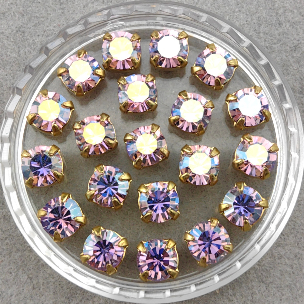 Шатоны Preciosa MAXIMA в оправах, Violet Shimmer/Gold
