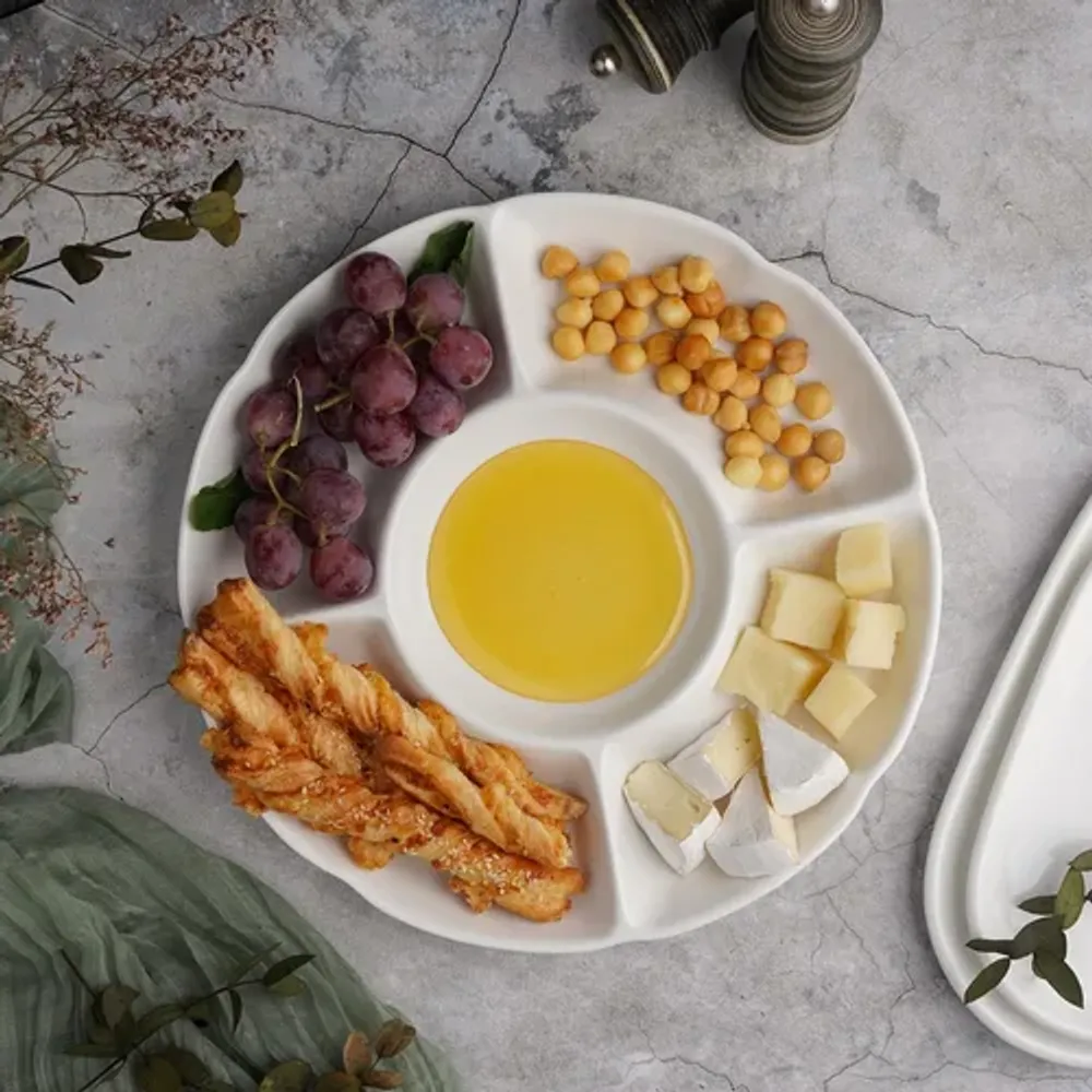 Менажница d 31 см h3,5 см 5 отделений белая фарфор P.L. Proff Cuisine [3]