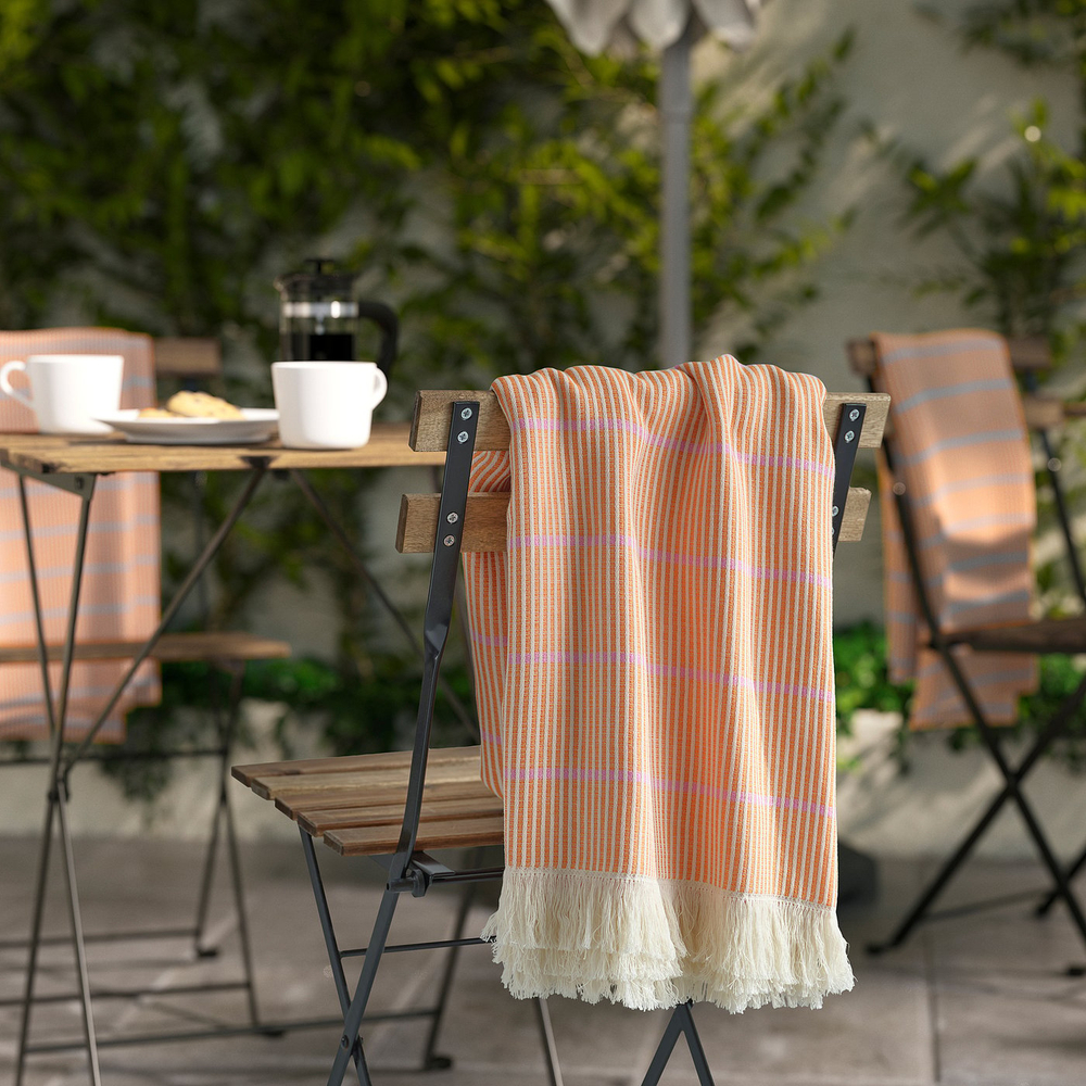 IKEA LAPPKATTFOT  (ИКЕА ЛАППКАТТФОТ)  -  Плед - ярко-оранжевый/розовый 130x170 см