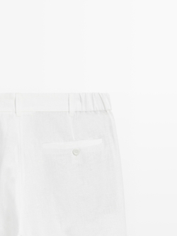 Massimo Dutti Зауженные льняные брюки, белый