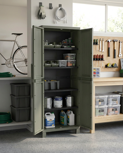 Уличный пластиковый шкаф Toomax Wood Cabinet Shelves olive